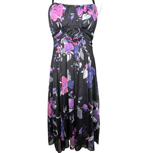 VTG Y2K Babydoll Dark Fairy Whimsigoth‎ Rosette Square Neck Bustier Dress 8